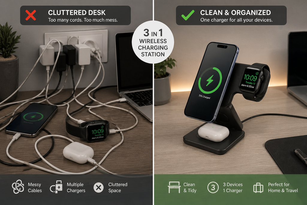 FoldCharge™ 3-in-1 Wireless Charging Station