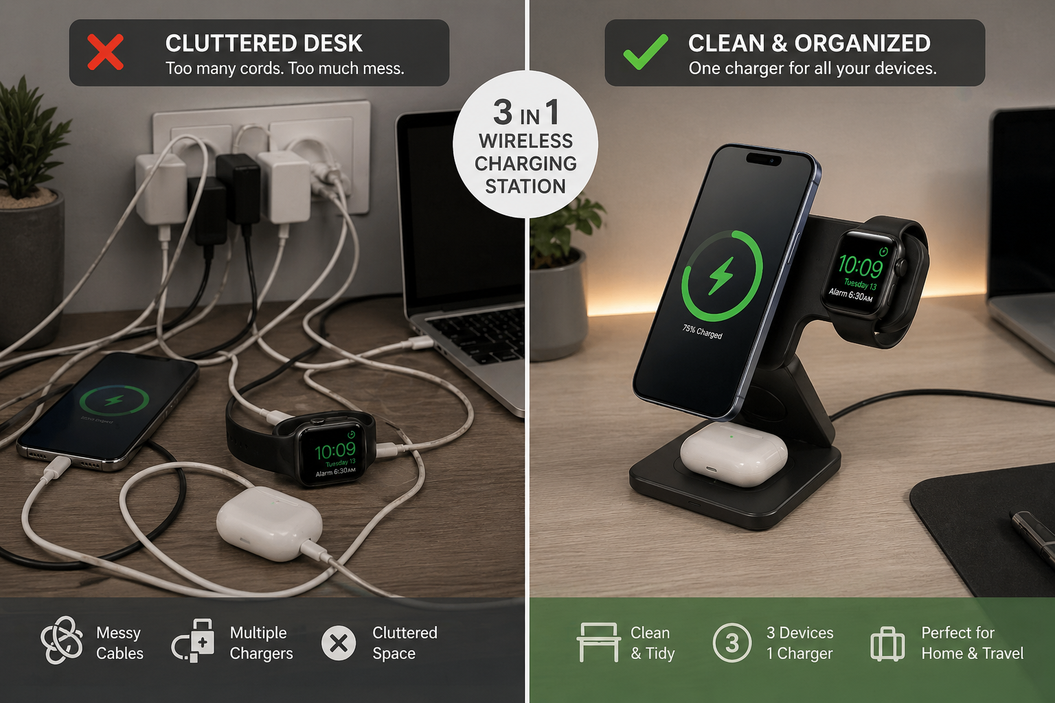 FoldCharge™ 3-in-1 Wireless Charging Station