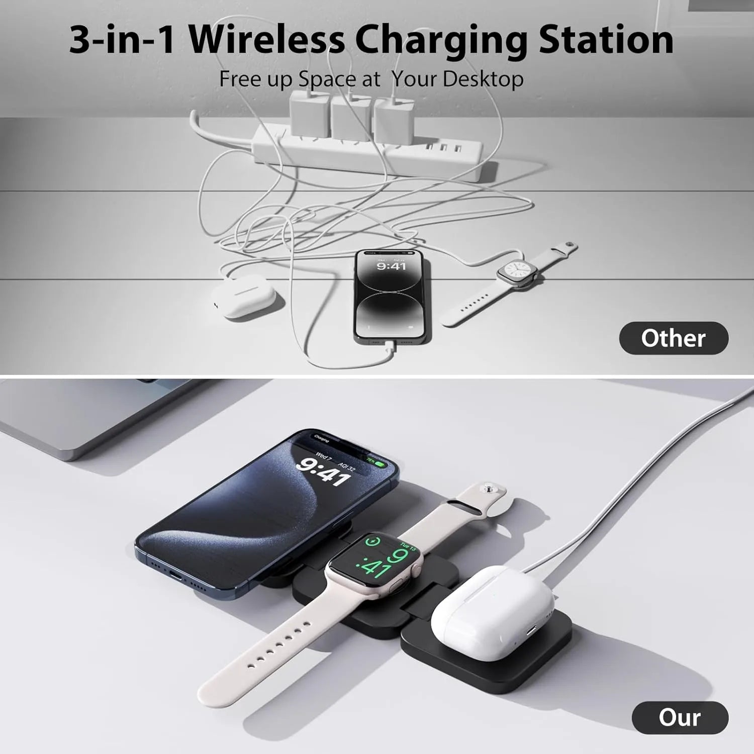 FoldCharge™ 3-in-1 Wireless Charging Station